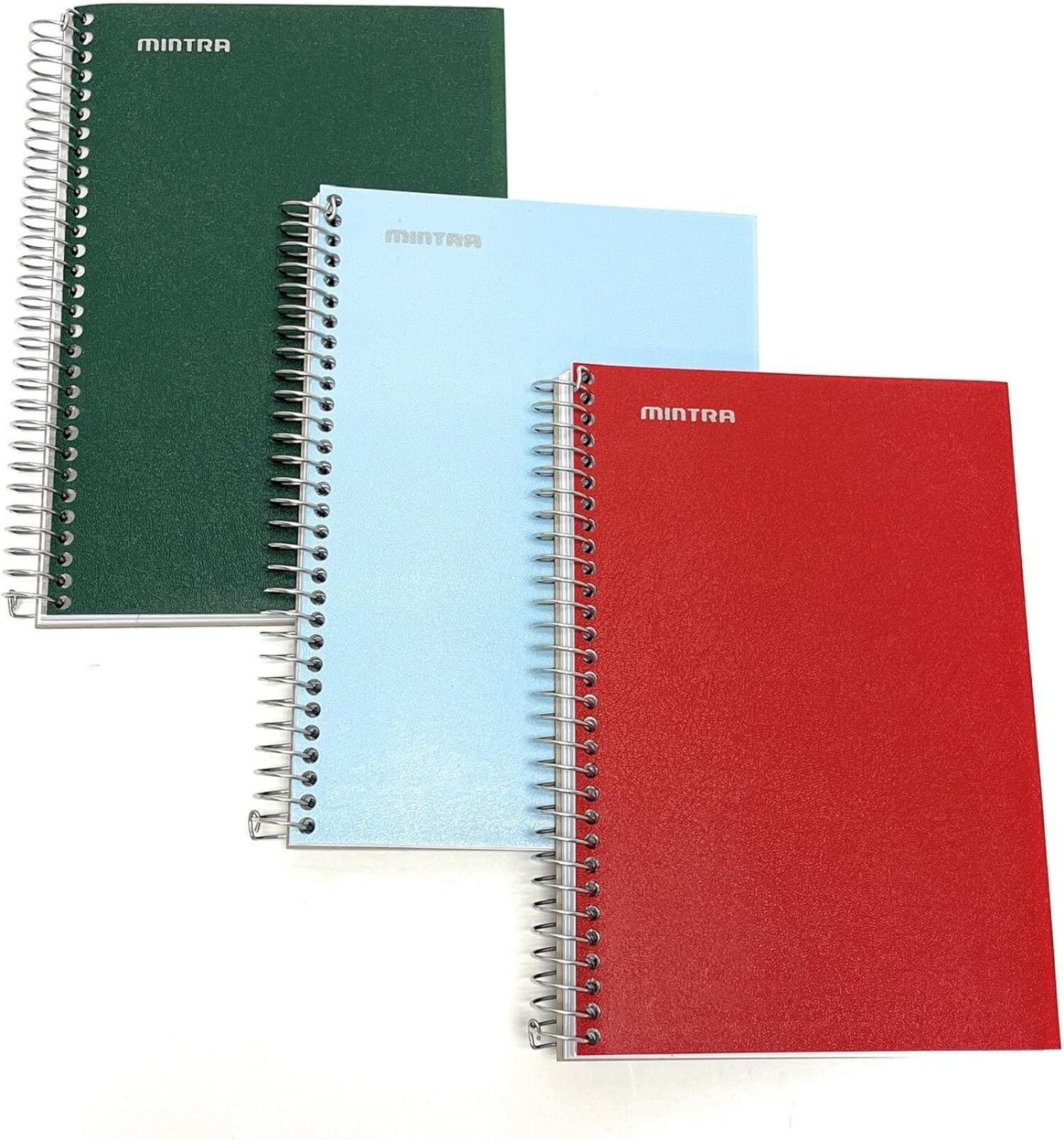 Mintra Spiral Notebook - 2 Subject (Olive, Arctic, Chili) - Junior Size, 3PK