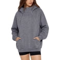 thumbnail image 2 of ECHFIPROM Womens Oversized Hoodies Gray 1/4 Zip Casual Solid Color Long Sleeve Ladies Pullover with Pocket Sports Fashion Top,XL, 2 of 7