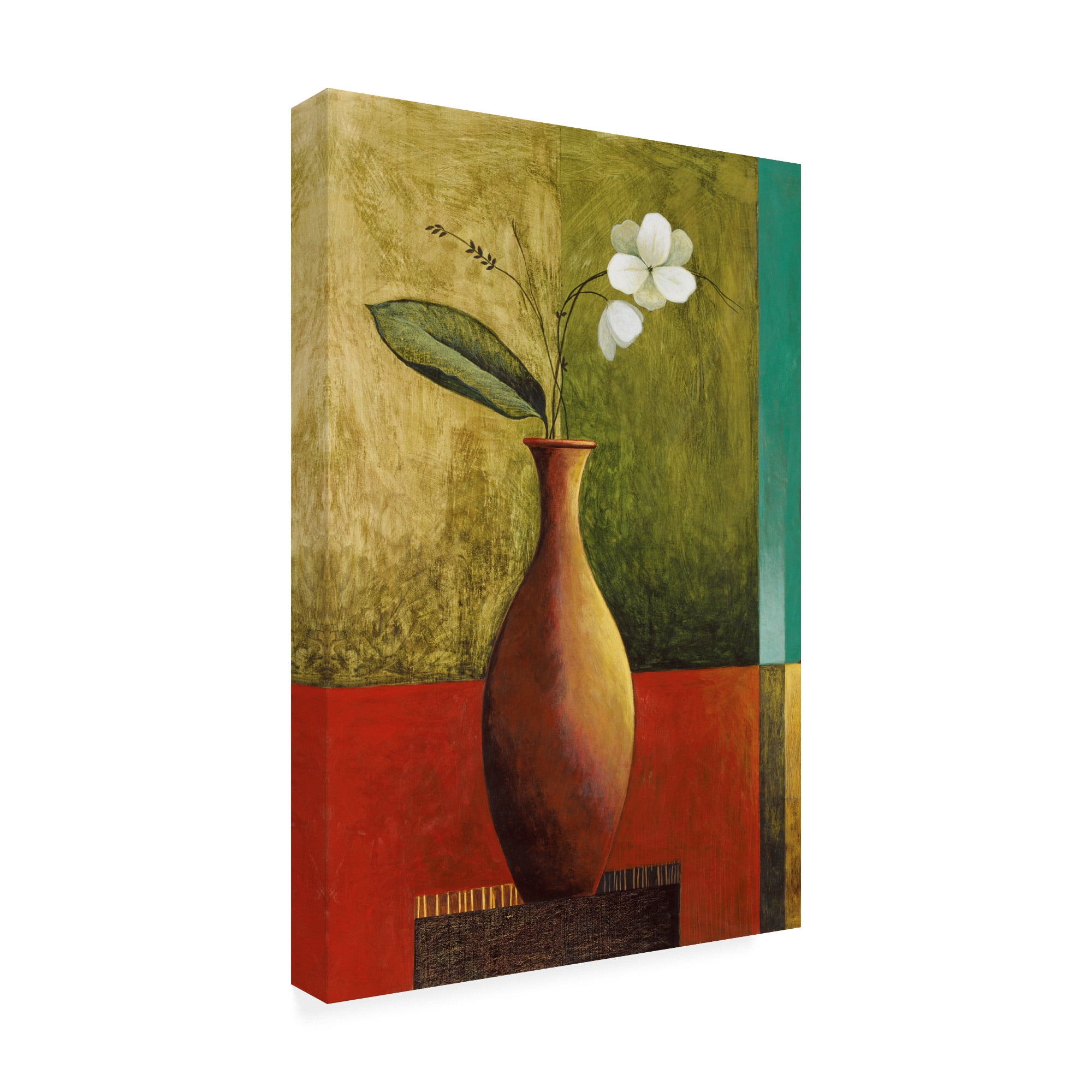 Trademark Fine Art 'Flower In Orange Vase ' Canvas Art by Pablo Esteban