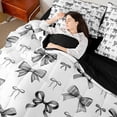 thumbnail image 4 of jejeloiu Cartoon Bow Ribbon 7-Piece Twin Bedding Sets,Gray Kawaii Bowknot Bedding Comforter Set For Girl Reversible, 4 of 8