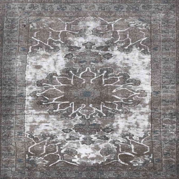 Ahgly Company Machine Washable Indoor Square Traditional Dark Goldray Area Rugs, 10' Square