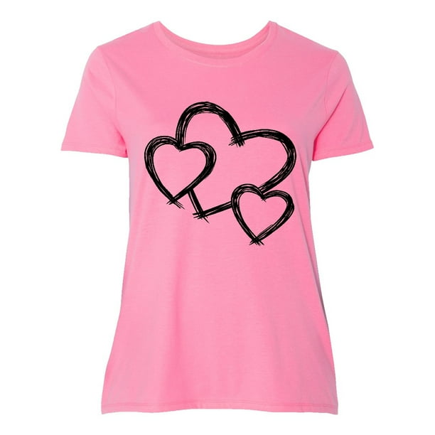 INKtastic - Three Black Hearts Women's Plus Size T-Shirt - Walmart.com ...