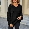 thumbnail image 2 of PMVFHDE Womens Sweaters&nbsp;Solid Color Loose Plus Size Relaxed Knit Pocket Long Sleeve Round Neck Comfort Black，L, 2 of 7