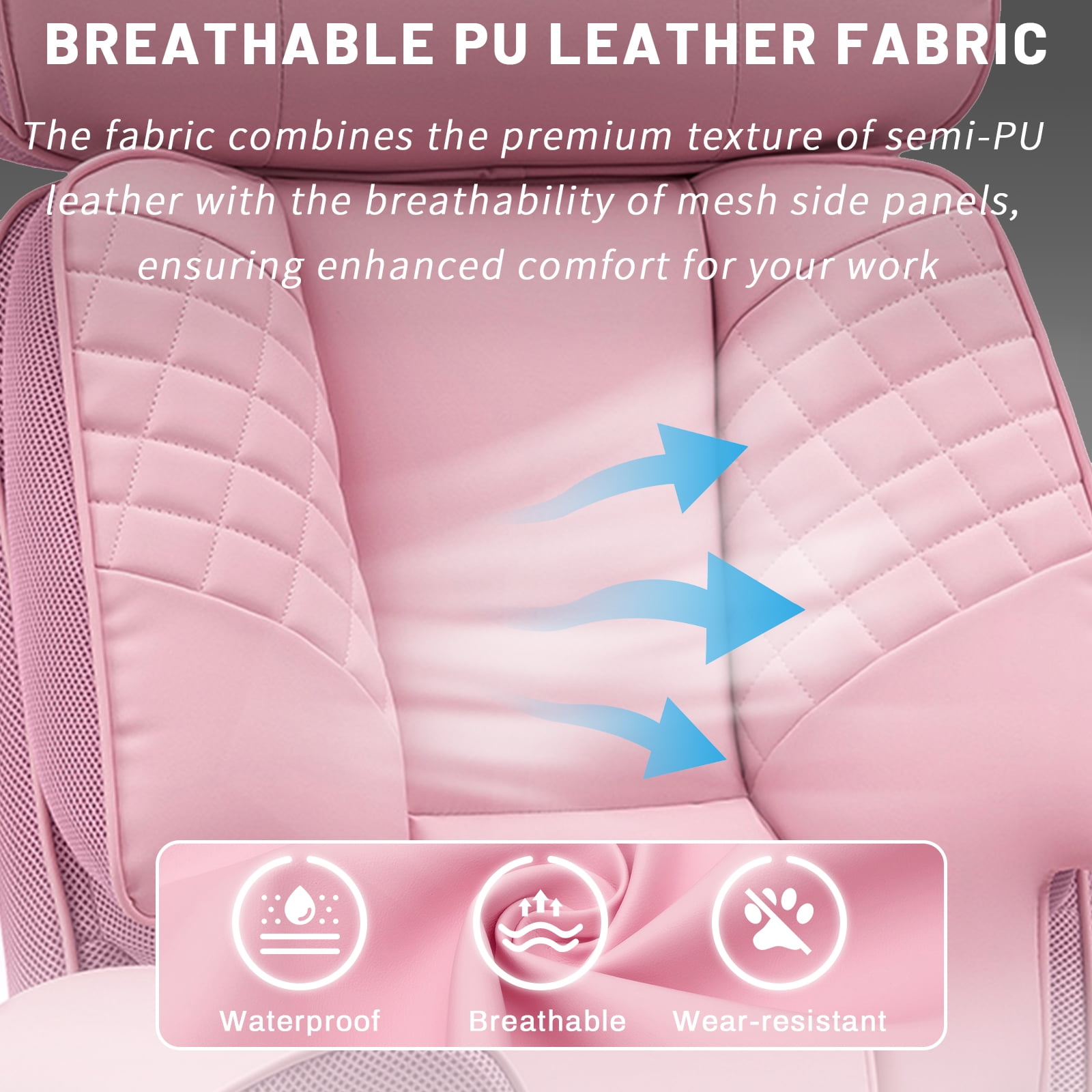 Hoffree Big and Tall Office Chair 500lbs, Reclining Ergonomic Desk Chair with Adjustable Lumbar Support, Arms and Headrest, Executive Leather High Back Computer Chair with Footrest for Home, Pink