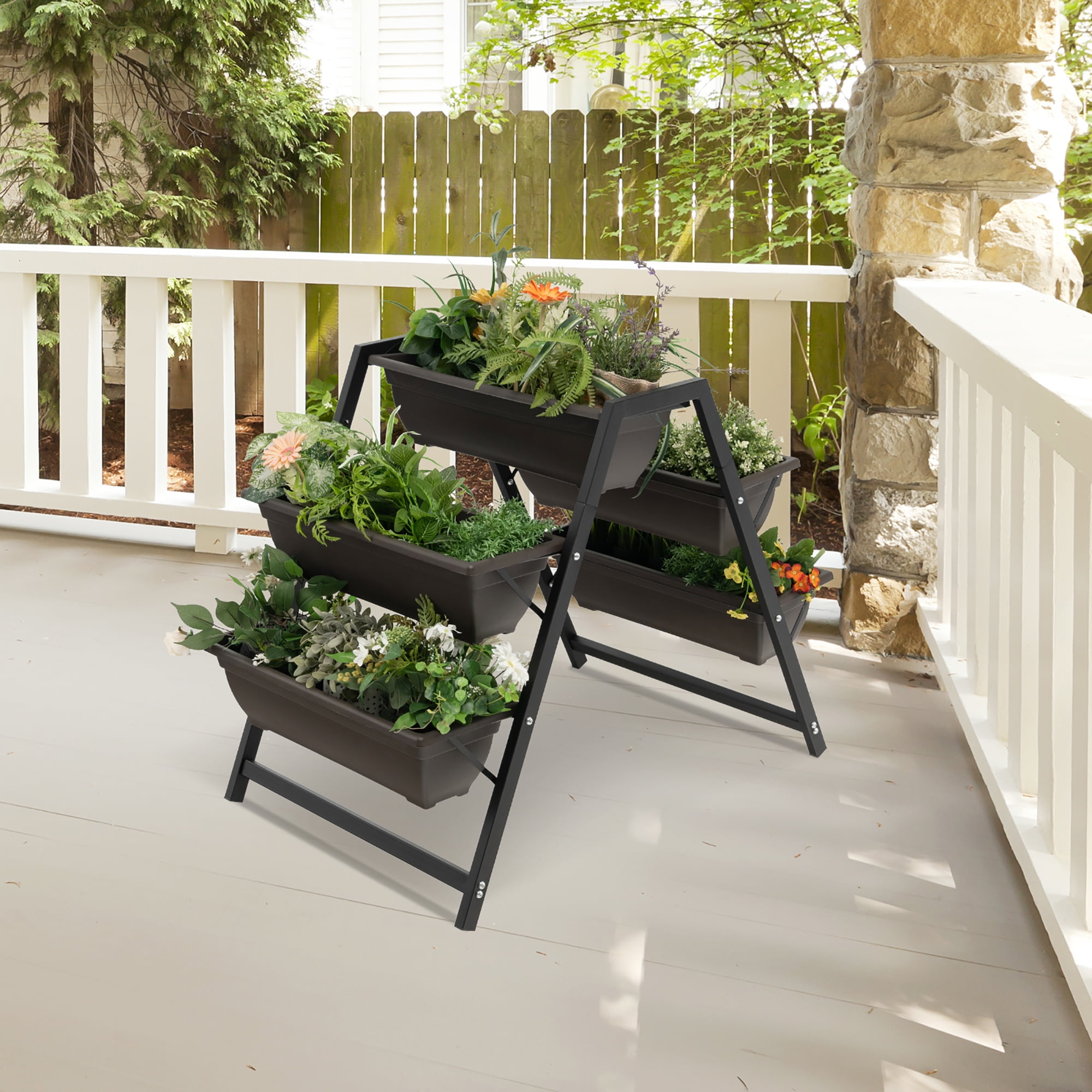 Costway 31”H Raised Garden Bed 3-Tier Vertical Planter w/5 Plant Boxes Indoor Outdoor