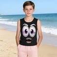 thumbnail image 5 of Boys Graphic Tank Top Funny Monster Face Print Kids Sleeveless Muscle Tee Cartoon T-Shirt Black Summer Play Cotton Polyester Spandex,Size 6 T, 5 of 6