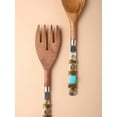thumbnail image 4 of Yo Treasure Tiramisu Wire Wrapped Blue Bead Studded Wooden Salad Server Set, Pack of 2, 4 of 5