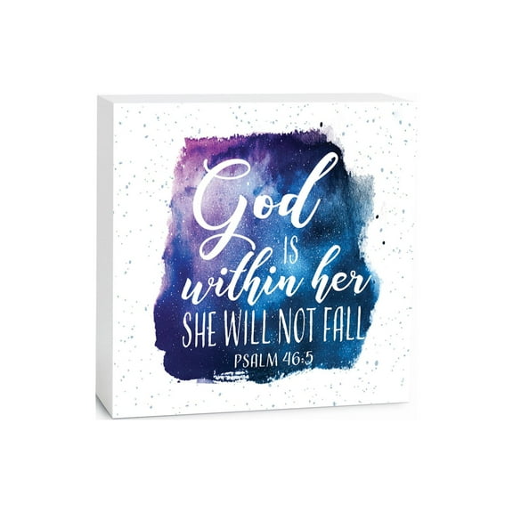 He Is With Her Cobalt Blue Speckle 5 x 5 Wood Tabletop Sign Plaque