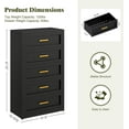 thumbnail image 2 of Black 5 Drawer Metal Dresser for Bedroom, Tall Black and Gold Dresser for Closet, Metal Chest of Drawers, Dressers & Chests of Drawers for Living Room, Hallway, Office, Bedroom, 2 of 15