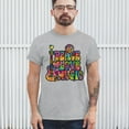 thumbnail image 3 of Tee Hunt Dean Russo Peace Love Music T-Shirt Guitar Happy Good Vibe Men's Tee, Gray, 5X-Large, 3 of 5