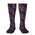 thumbnail image 2 of Picia Women Crew Soft Moisture-wicking Socks Golden Snake And Purple Rose Pattern Design Cotton Socks, One Size fit All, 2 of 9