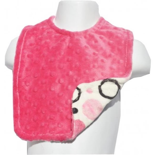 Lil Cub Hub BHPCH Reversible & Adjustable Minky Bib - Hot Pink Circle Print with Hot Pink Dot
