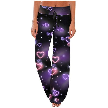 

Womens Yoga Pants Wide Leg Pants Belly Control Tie Dye Floral Print Pajama Lounge Pants Slacks Homewear Trousers