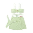 thumbnail image 4 of HaoXianJian 3 Piece Women's Swimsuits Bikini Set Bathing Suit Thong with cover up skirt Low Waisted V Neck Swimwear 2025 Swim Suit, 4 of 7