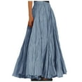 thumbnail image 1 of Aocisk Robe Femme Mode Décontractée Taille Haute Plissée, Solide, Ample, Plage, Portefeuille, Maxi, Longue, Fluide, Bohème, Plissée, Bleu Pâle, S, 1 of 7
