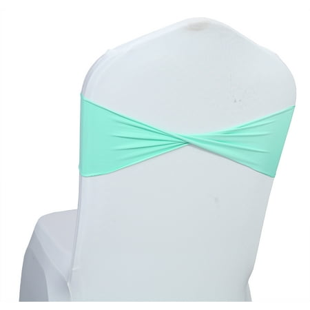 

MDS Pack of 25 Spandex Chair Bow Sash Bands Ties Without Buckle for Wedding - Sea Green