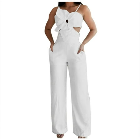 

Women Summer Off Shoulder High Waist Playsuits Casual Vacation Solid Suspenders Romper Sexy Hollow Patchwork Jumpsuit