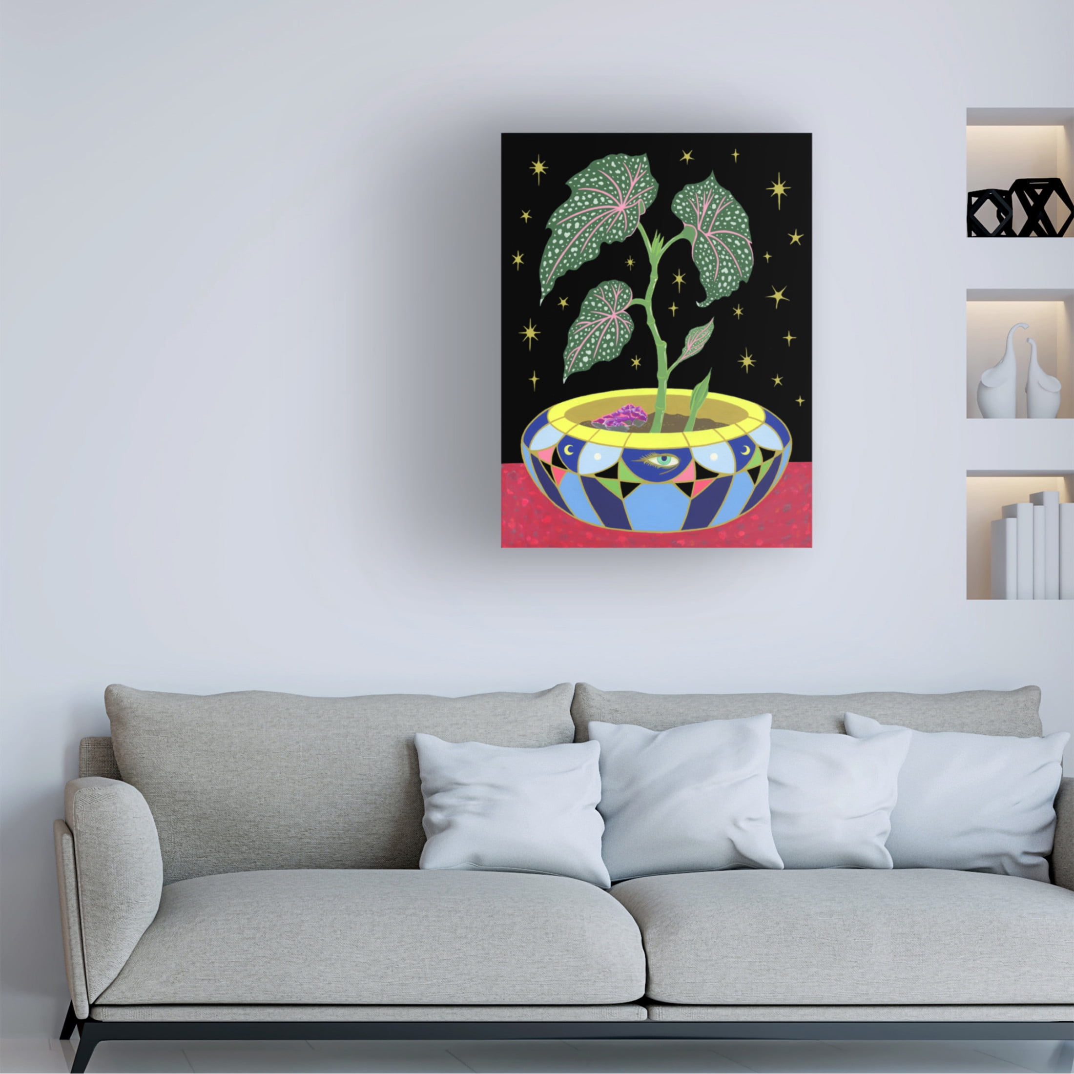 Tsz Kam 'Begonia in a Pot, 2021' Canvas Art - 35 x 47 Inches