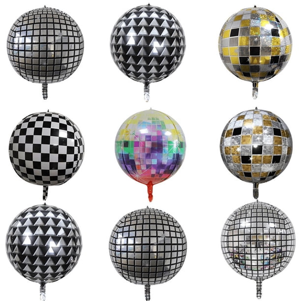 Globo de película de aluminio para decoración de fiesta de cumpleaños con bola de discoteca láser 4D de colores, globo de película de aluminio para actividades en bares y centros comerciales