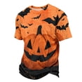thumbnail image 4 of Halloween Shirts for Men Funny Pumpkin Ghost Print Graphic Halloween Tshirts Round Neck Short Sleeve Corduroy Tops Red 2XL, 4 of 4