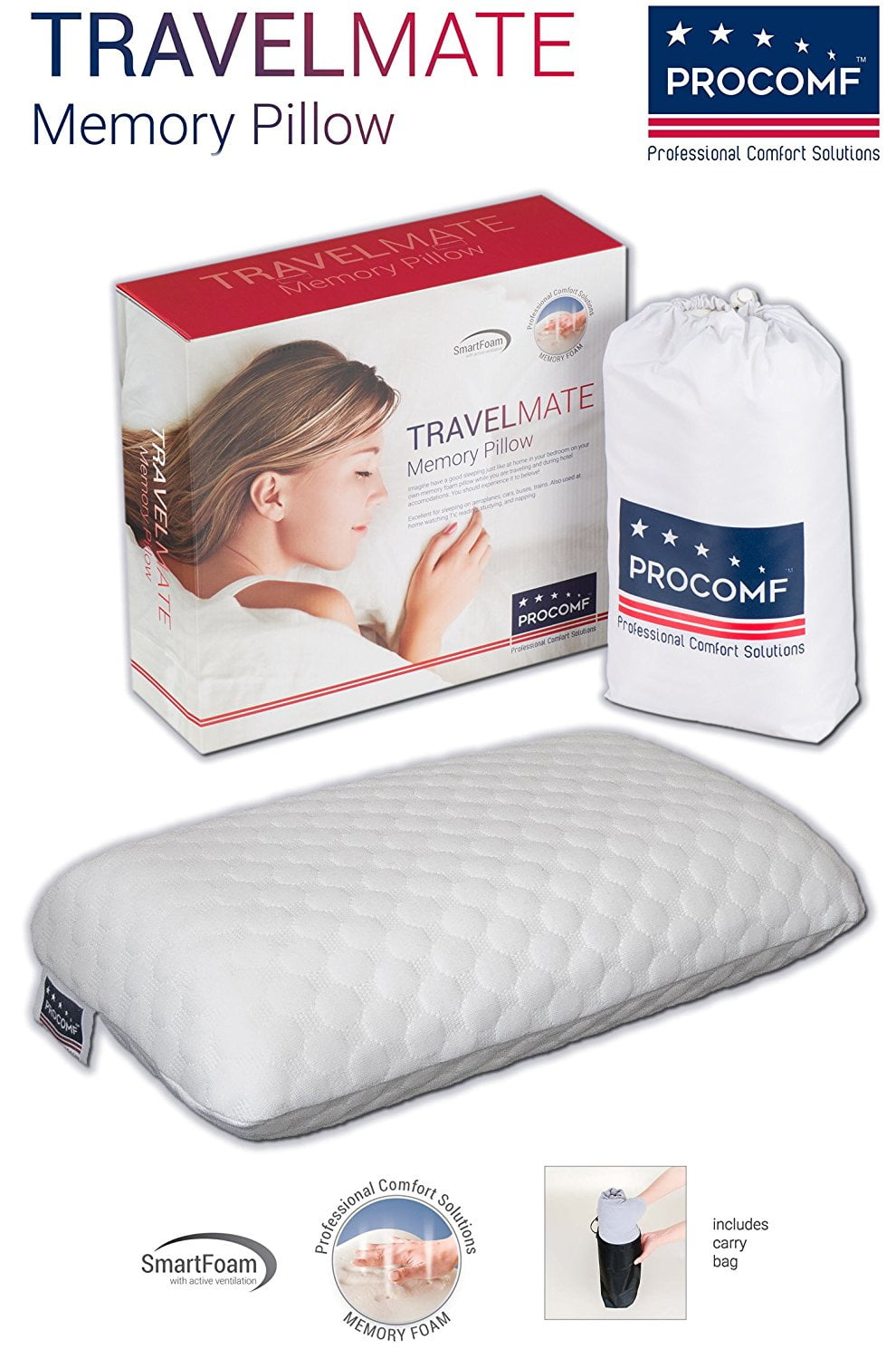 Procomf Travel Mate Baby Kid S Teen S Memory Foam Pillow By