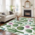thumbnail image 2 of Cactus Summer Area Rugs 5'x7', Washable Small Throw Rugs for Laundry Room Playroom, Watercolor Tropical Botanical White Indoor Outdoor Rug Non-Slip Low Pile Carpet Runner Reversible Floor Mats, 2 of 8