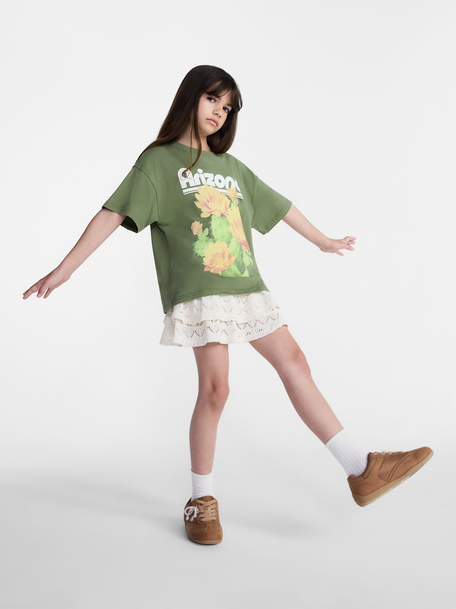 Weekend Academy Girls Graphic Cotton Tee with Short Sleeves, Sizes 4-18