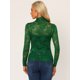 thumbnail image 4 of Blusa de encaje floral transparente Allegra K Verde Oscuro XS para mujer, 4 of 6