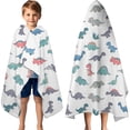 thumbnail image 3 of Colorful Dinosaur Assortment Pattern Hooded Bath Towel，60"x35" for Ages 3 To 12 Kids, Quick Dry Lightweight Soft Microfiber Hood Beach Towel Cover Up for Kids, 3 of 7