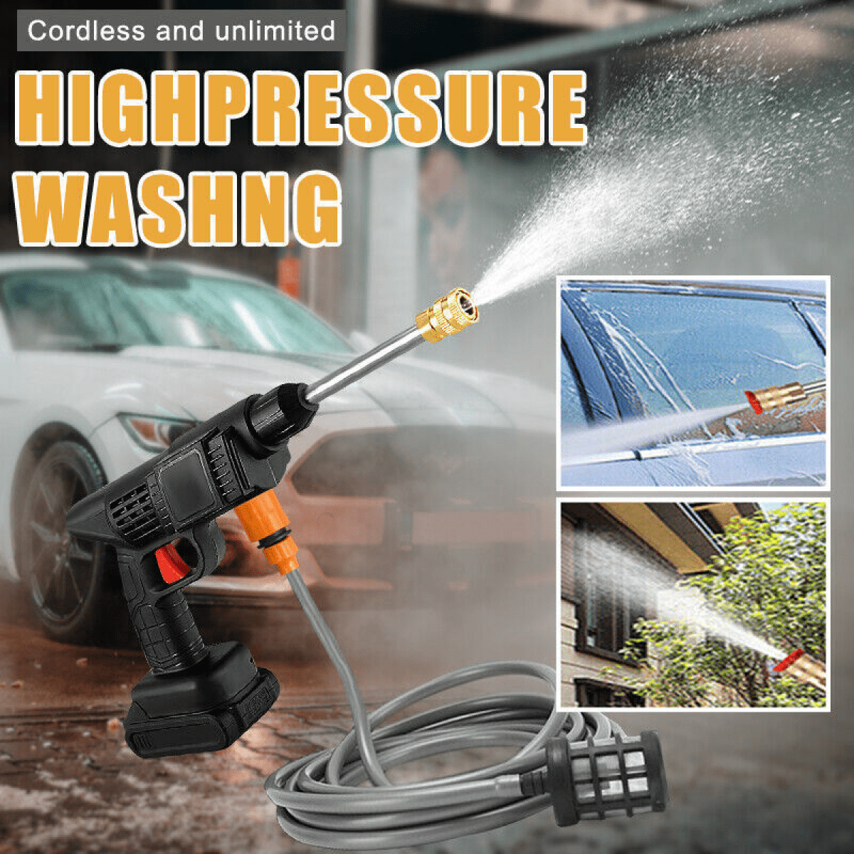288VF Cordless Pressure Washer with 2 Batteries & Foam Water Bottle - 800W Electric Power Washer, 30Bar High Pressure, 5m Hose for Cars, Driveway, Patio Cleaning