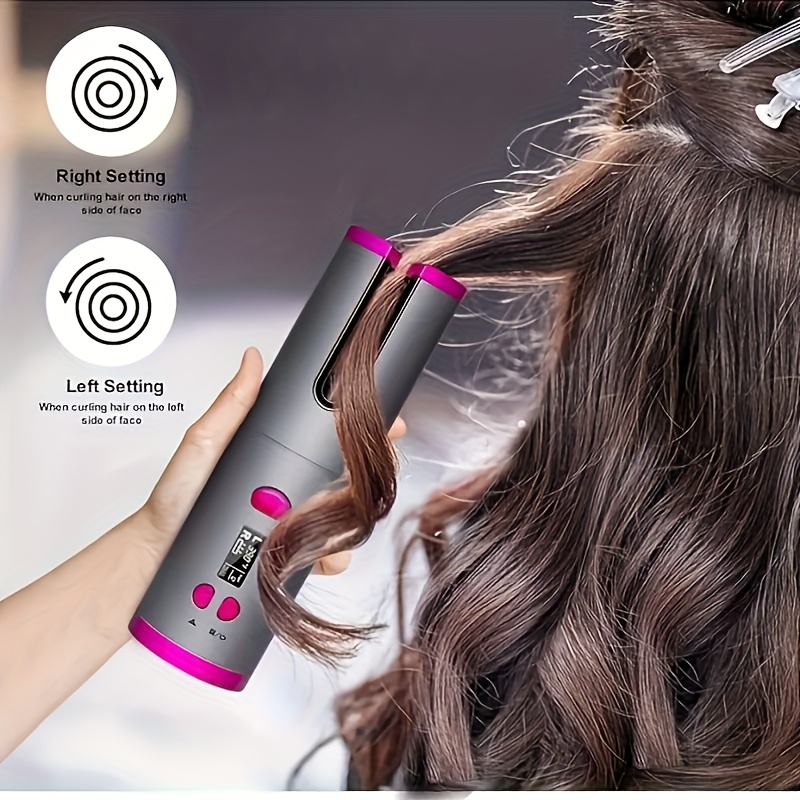 Portable Wireless Hair Curler - Auto Rotate, LCD Display, Long-Lasting Battery, USB Rechargeable, Ergonomic Design for Salon & Home Use, Sleek Metallic Finish, Highquality Build