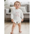 thumbnail image 6 of BemeyourBBs Baby Girl Sweater Romper Spring Fall Winter Clothes Letter Embroidery Round Neck Long Sleeve Ruffled Knit Jumpsuit, 6 of 9