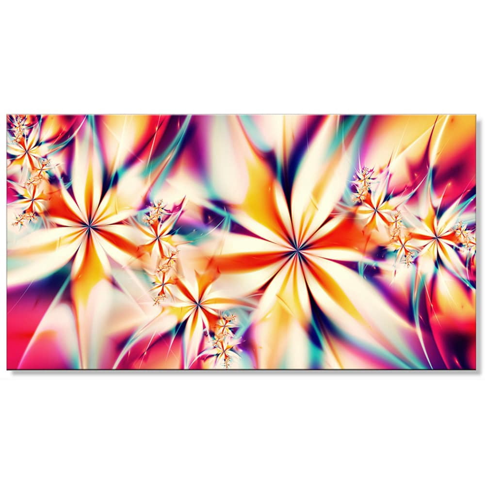 DESIGN ART Crystalize' Pink Floral Canvas Art Set 60 in. wide x 32 in. high - 4 Panels