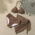 thumbnail image 5 of CAICJ98 Girl's 3 Piece Swimsuits with Cover Up Skirt Halter Triangle Bathing Suits for Girls Bikini Set (10-11 Years,Coffee), 5 of 6