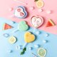 thumbnail image 2 of 6 moldes para paletas de helado para niños, reutilizables, con forma de corazón y semielipse, para hacer helados (verde, azul y rosa), 2 of 7