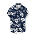 thumbnail image 2 of Jinhomg Men's Tropical Hawaiian Shirt Casual Floral Print Summer Beach Shirts Big and Tall Comfy Short Sleeve Button Down Vacation Aloha Shirts Winter Saving Blue L, 2 of 4