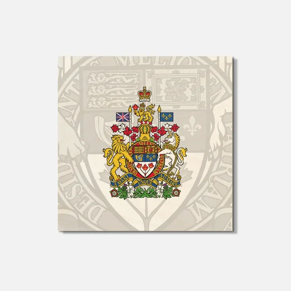 Canada Coat Of Arms 4'' X 4'' Square Wooden Coaster