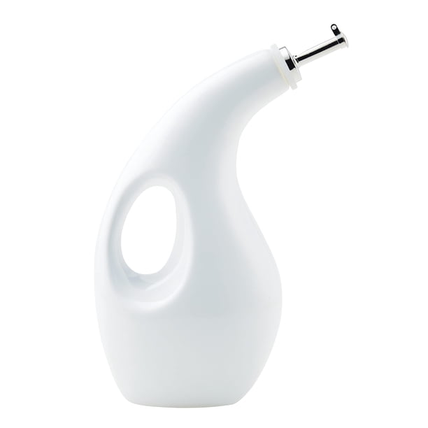Rachael Ray - Botella dispensadora de aceite y vinagre de cerámica con boquilla, 24 onzas, color blanco