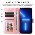 thumbnail image 6 of SaniMore for iPhone 14 Pro Wallet Case, Shockproof PU Leather Stand Cover with Card Slot Flip Kickstand Embossed Flower Magnetic Clasp Wrist Strap for iPhone 14 Pro, Rosegold, 6 of 12
