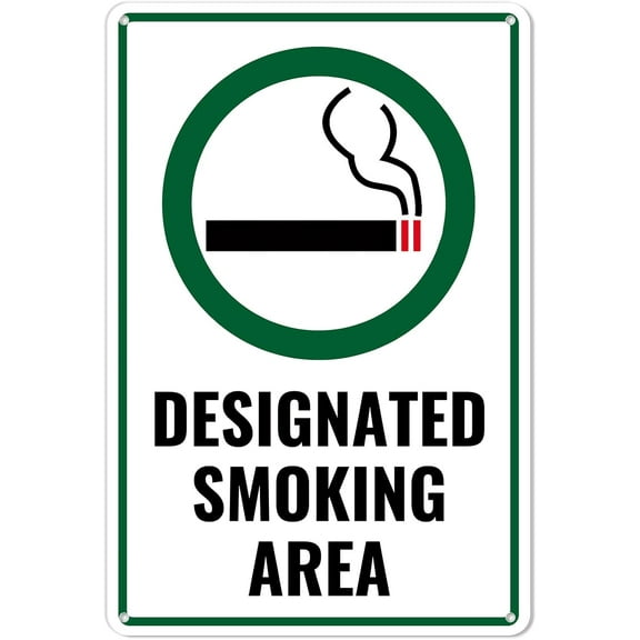 Designated Smoking Area Sign Retro Metal Tin Sign Wall Decor Home Bedroom Office Club Bar Pub Restaurant Wall Deco Plaque 8x12 Inch