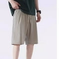 thumbnail image 5 of Busydd Mens Shorts Plus Size Shorts M-4XL Trendy Solid Color Summer Shorts Baggy Comfy Ice Silk Casual Shorts Elastic Waist Drawstring Knee Length Shorts with Pockets, 5 of 9