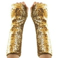 thumbnail image 2 of Moocorvic Long Fingerless Sequins Gloves for Women, Arm Sleeves Party Costumes,8.3'',Gold, 2 of 5