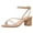 Nude, variant on FSJ Women Chic Round Open Toe Strappy Sandals Chunky Block Heel Cross Strap Studded Rhinestones Pumps Party Date Work Shoes Size 5.5 Nude