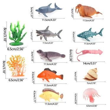 PIMOXV 12 Pcs Figures Toys Realistic Mini Sea Animal Figurines, Plastic Learning Educational Playset Animal Themed Party Supplies Cake Topper Ornaments for Birthday Christmas under $10