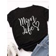 thumbnail image 4 of Camiseta casual para mujer, algodón suave con puños, manga corta, letras, dobladillo estampado, Abanopi Camiseta casual de mujer, 4 of 5