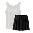 thumbnail image 1 of Lixiuxyad Women Spring And Summer Casual Solid Color Padded Tank Top Shorts Set Home Pajamas Set White, 1 of 4