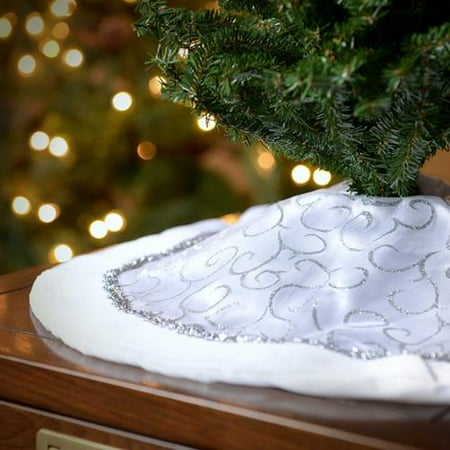 Seasons Designs 20 Inch Mini Christmas Tree Skirt In White With Seasons Designs 20 inch Mini Christmas Tree Skirt in White with Silver Glitter Design - Walmart.com - Seasons Designs 20 Inch Mini Christmas Tree Skirt In White With