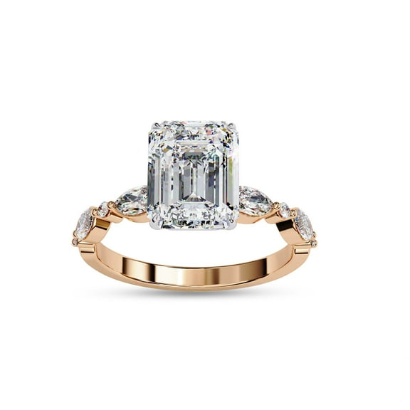 IGI Certified Lab Grown Diamond Ring | Center 8.5x6.5mm Emerald Cut Solitaire Engagement Promise Rings For Women In 18k Solid Rose Gold | F-G, VS-SI Quality (2.50 Ctw) Ring Size-10