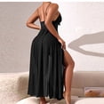 thumbnail image 5 of Bovxnpu Long Nightgowns for Women Sleeveless Sleepshirt Lace Deep V-Neck Dress High Slit Long Sheer Lounge Sleepwear, 5 of 8