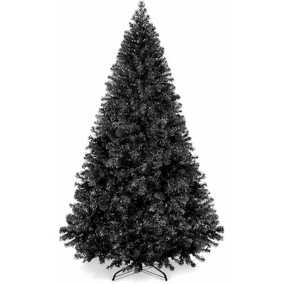 4.5ft Artificial Full Black Christmas Tree Seasonal Holiday Decoration for Home, Office, Party Decoration w/ 362 PVC Branch Tips, Metal Hinges, Foldable Base